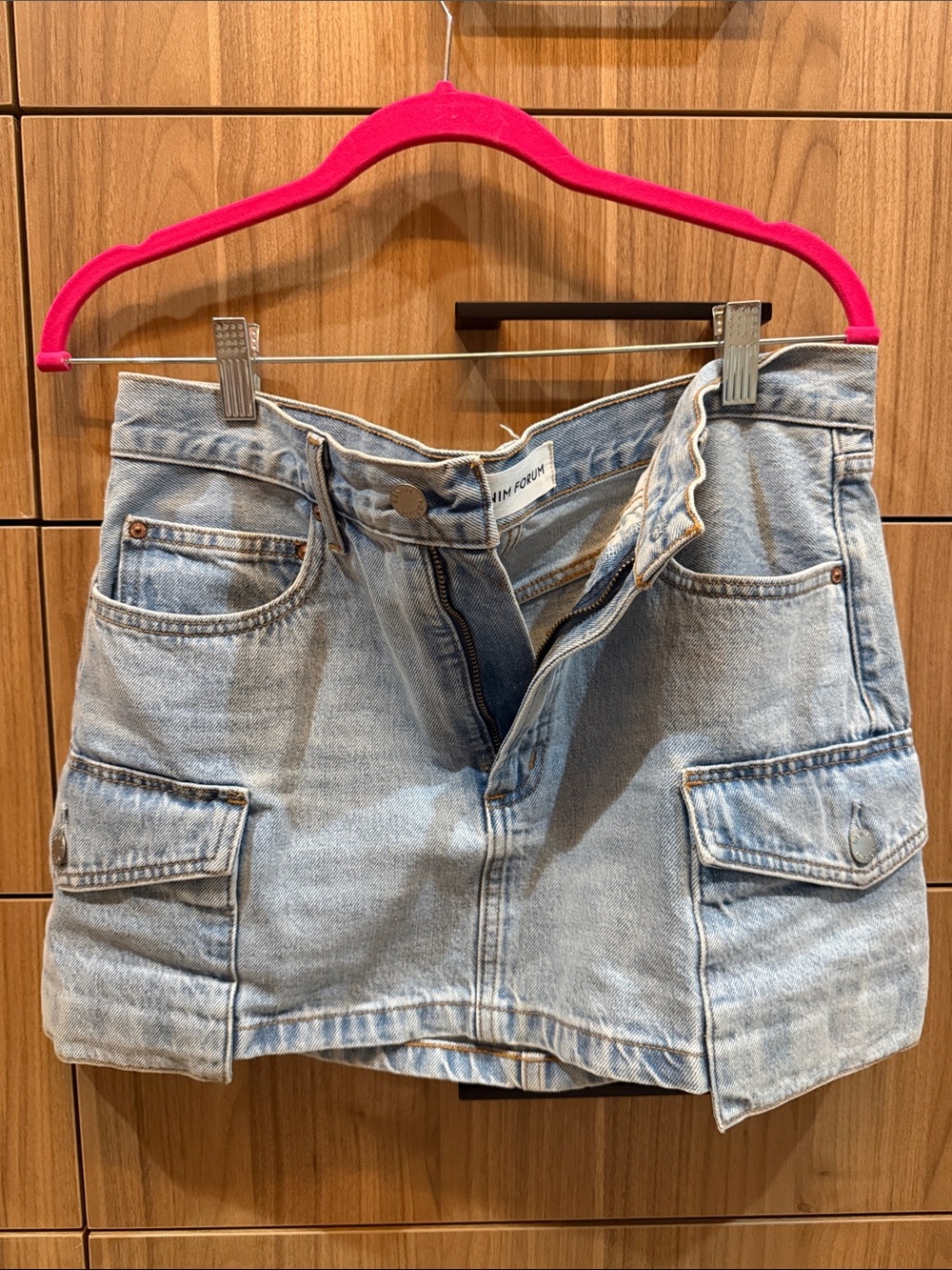 Aritzia Denim Forum Light Blue Denim Cargo Mini Skirt - 29